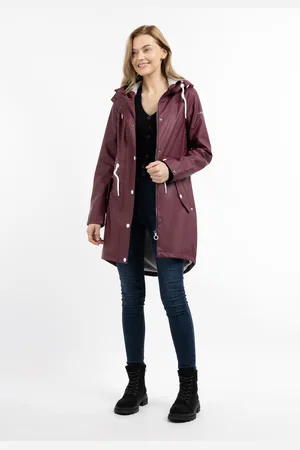 Dreimaster Regenmantel Damen Weinrot