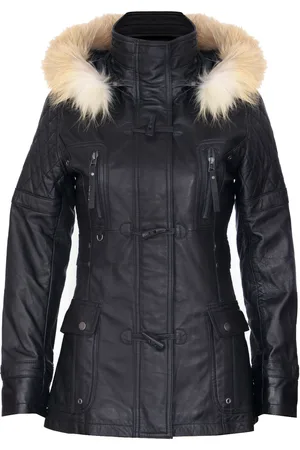 Infinity Damen-Parkajacke aus gestepptem Leder mit Kapuze – Northampton