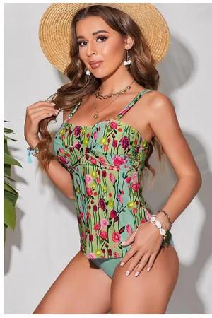 Azura Exchange Ärmelloses Tankini-Set mit Blumenmuster für Damen, mehrfarbig