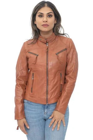 Infinity Lässige Slim-Fit-Bikerjacke aus Leder für Damen – Tulsa