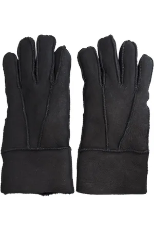 Infinity Schwarze Unisex-Handschuhe aus Schaffell-Wildleder mit aufrollbarer Manschette