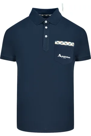 Aquascutum Check Pocket Marineblaues Poloshirt