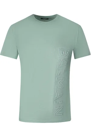Balmain Grünes T-Shirt mit geprägtem -Logo