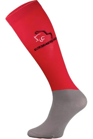 COMODO Femme Chaussettes Equitation | Chaussettes Hautes Longues pour Eté - Rouge