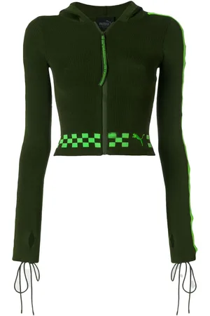 PUMA X Rihanna Fenty Zip Up Green Womens Schnürhülle Pullover 577245 02