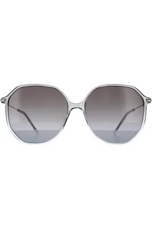HUGO BOSS Runde Damen Schattiert Kristall Dunkelgrau Gradient Sonnenbrille