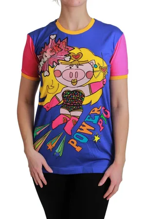 Dolce & Gabbana Lila Schwein Supergirl Baumwoll-T-Shirt