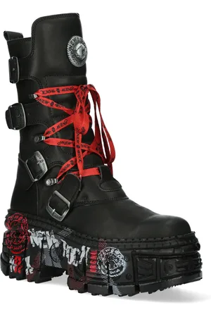 New Rock Mittelhohe Punk-Lederstiefel-WALL028B-C1