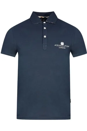 Aquascutum London Bold Logo Marineblaues Poloshirt
