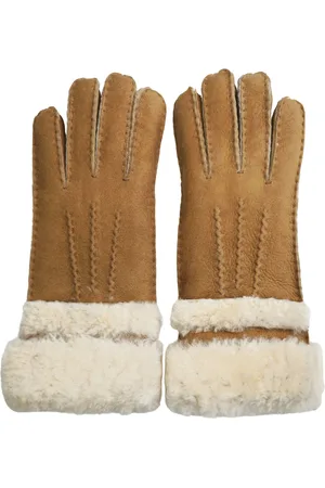 Infinity Damenhandschuhe aus echtem, hellbraunem Schaffell-Wildleder mit aufrollbaren Bündchen