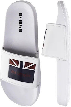 Ben Sherman Union Mens White Sliders