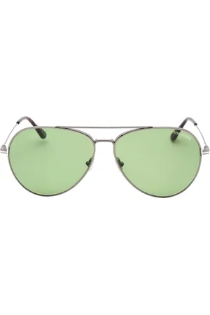 Tom Ford Sonnenbrille mit grunen Glasern und glanzendem Gunmetal