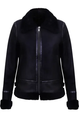 Infinity Schwarze B3 Schaffell-Lederjacke für Damen – Campinas