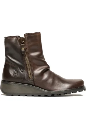 Fly London Damen MON944 Chelsea-Stiefel aus Leder mit Keilabsatz und Reißverschluss