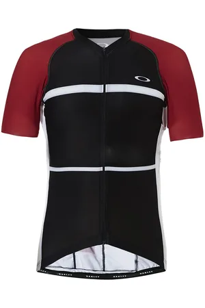 Oakley Kurzarm Zip Up Black Red Mens Cycling T-Shirt 434144 465