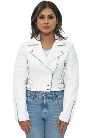 Infinity Kurz geschnittene Brando-Bikerjacke aus Leder für Damen – Damaskus