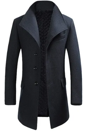 Allthemen Alle Themen Herren Wollmantel Winter Business Slim fit Revers Mantel