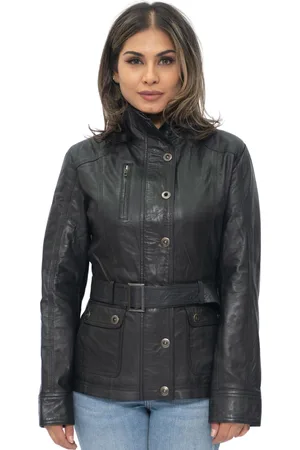 Infinity Damen-Bikerjacke aus Leder im Militärstil – Phoenix
