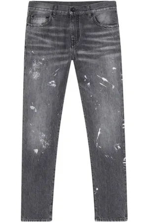 OFF-WHITE Diag Outline Paint Vintage Graue Jeans