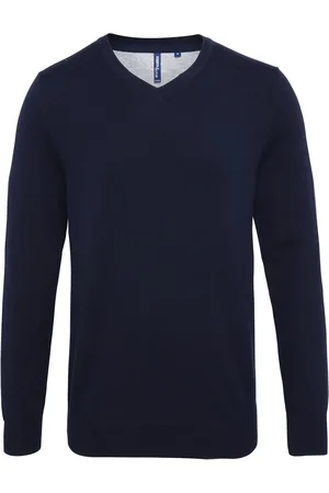 Asquith Herren Pullover mit V-Ausschnitt aus reicher Baumwolle (French Navy)