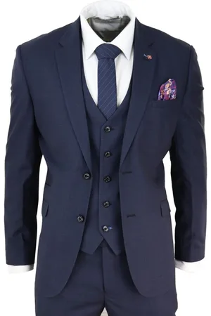 Infinity 3-teiliger, maßgeschneiderter Anzug im Retro-Stil in Marineblau für Herren