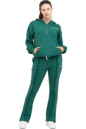 Tom Barron Damen-Trainingsanzug-Set mit Viertelreißverschluss und Logo in Oversize