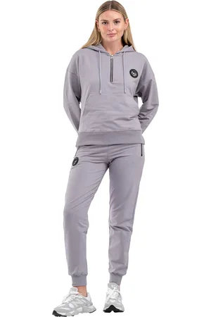 Tom Barron Damen-Trainingsanzug mit halbem Reißverschluss und Kängurutasche, stilvoller Trainingsanzug mit Logo-Details