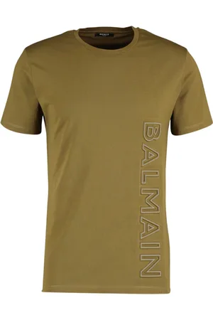 Balmain T-Shirt mit Relief-Logo in Khaki