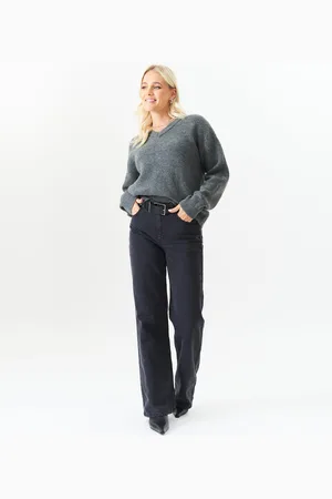 Gini London Strickpullover mit V-Ausschnitt und Übergröße