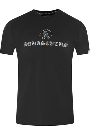 Aquascutum Script Logo Schwarzes T-Shirt