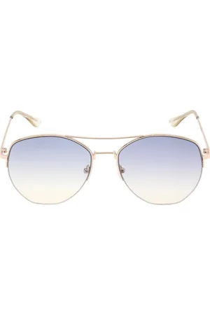 Calvin Klein – Marineblaue, goldene Sonnenbrille mit Verlaufsglas