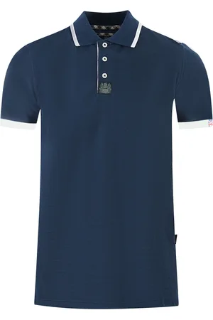 Aquascutum Branded Schulter gekippt Marineblau Polo-Shirt