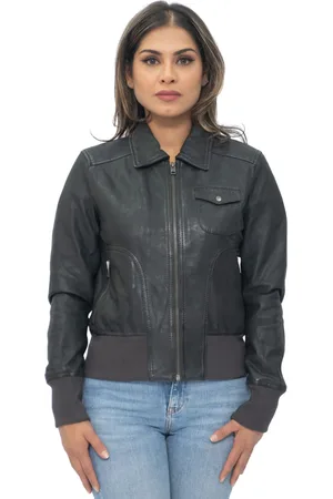 Infinity Damen Leder MA-1 Varsity Jacke-Ann Arbor