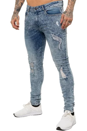Enzo | Herren Skinny Stretch Ripped Jeans - Hellblau