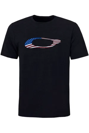 Oakley Kurzarm Crew Hals schwarze Männer Ellipse USA T-Shirt 457355 02e