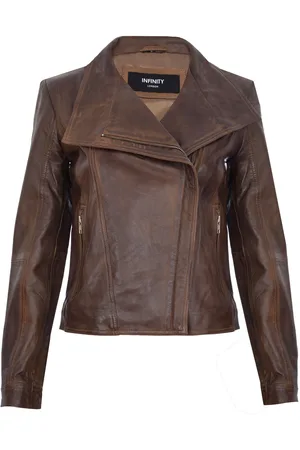 Infinity Klassische Damen-Bikerjacke aus Leder mit Schalkragen – Morpeth
