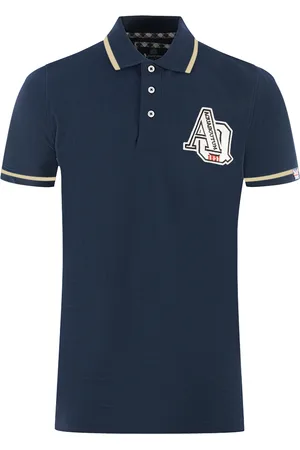 Aquascutum AQ 1851 Gesticktes Marineblaues Poloshirt mit Spitze