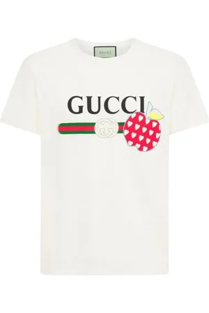 Gucci Les Pommes Logo Regular Fit Weisses T-Shirt