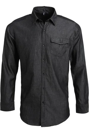 Premier Mens Denim Hemd mit Kontrastnähten (Black Denim)