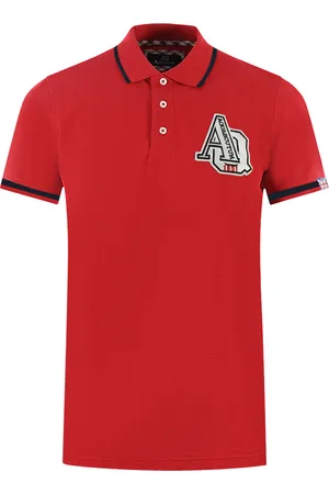 Aquascutum AQ 1851 besticktes rotes Poloshirt mit Spitze