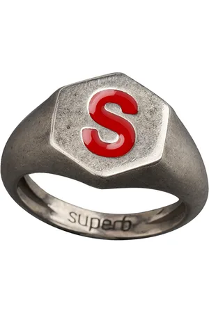 SUPERB Roter sechseckiger Silberring