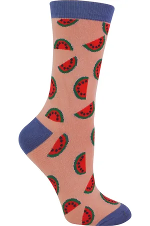 Miss Sparrow Frauen Neuheit lustige Frucht Socken | | Funky Wassermelone Avocado Zitronen Design Bambus Socken - Wassermelone (Pink)