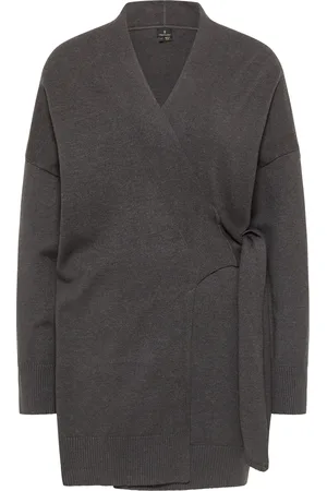 Dreimaster Strickjacke Damen dunkelgrau melange