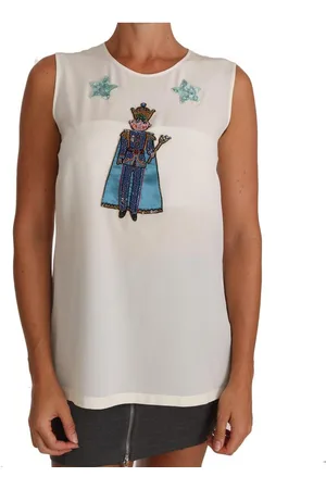 Dolce & Gabbana Marchen-T-Shirt aus Kristall mit Pailletten aus Seide