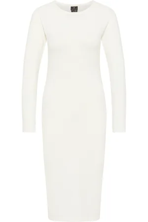 Dreimaster Strickkleid Damen Wollweiss