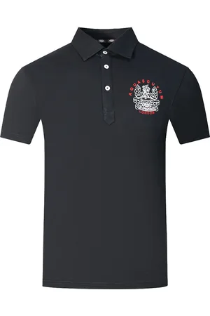 Aquascutum Aldis London Logo Schwarzes Poloshirt