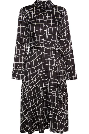 Dreimaster Midikleid Damen schwarz-wollweiß