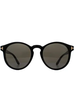 Tom Ford Runde Unisex-Sonnenbrille glänzend grau rauch
