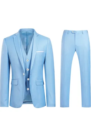 Allthemen Stilvoller 3-teiliger hellblauer Slim Fit Anzug