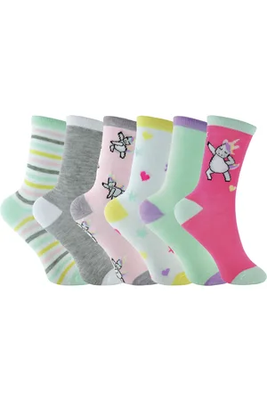 Sock Snob 6 Paar Multipack Pastell Neuheit Mädchen Einhorn Socken